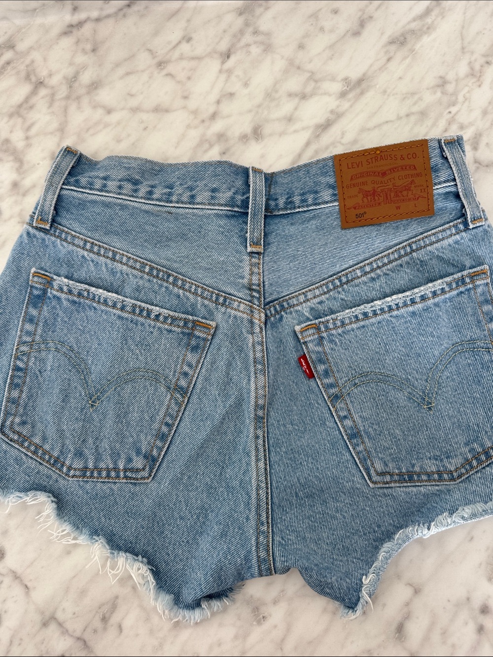 Levi's Medium Blue Denim Cutoff Shorts with Raw Hem